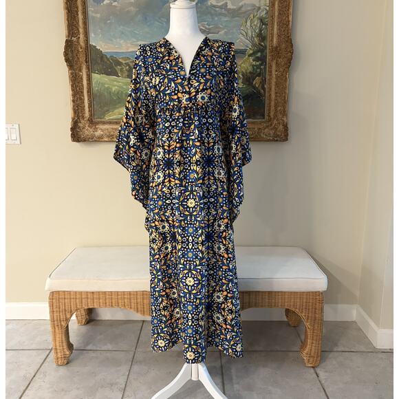 La DoubleJ Silk Kimono Caftan Dress Made In Italy With Mantero Dress - Picture 4 of 15